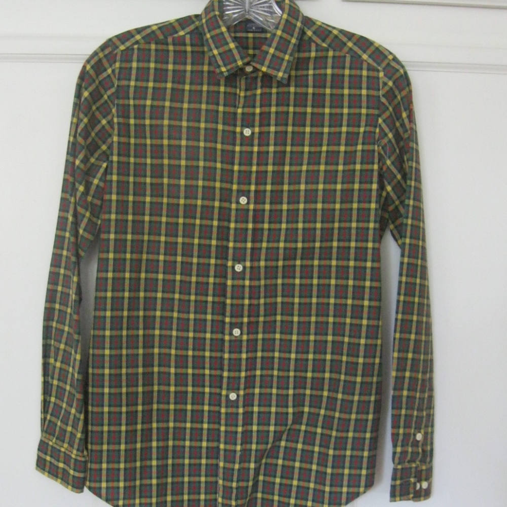Vintage classic check cotton shirt, green, Sz S